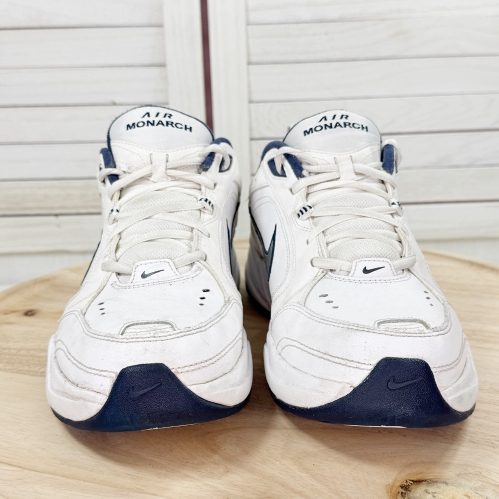 Nike Air Monarch IV 4E Wide Fit Workout Sneakers White Blue‎ Mens 8 416355-102 - Picture 2 of 11
